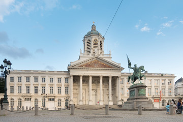 BRUSSELS, BELGIUM - August 27, 2017: Street view of old town in Brussels city, with a population of over 1.8 million, the largest in Belgium.
