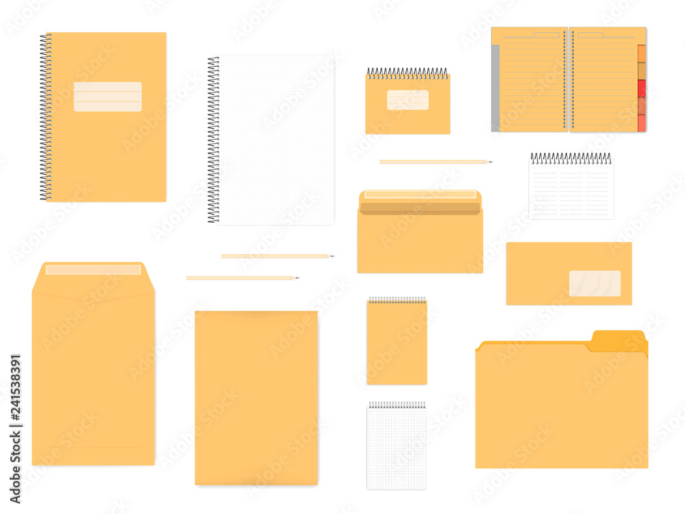 Wall mural stationery mock-up set for corporate identity design