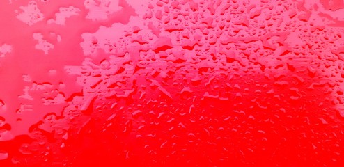 Raining water drop on red wooden table after rainy day for background - Art or Abstract, Wallpaper, Colorful and Pattern