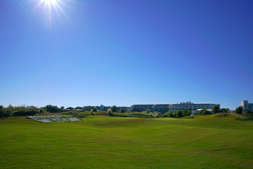 Links golf course and ball  