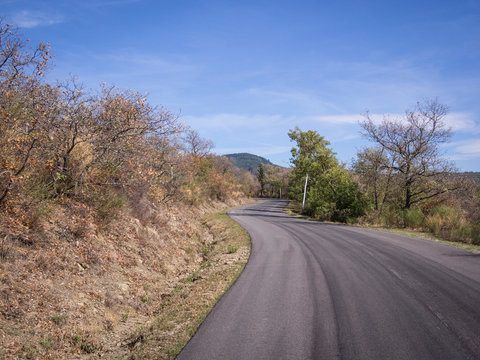 Autumn landscape of the Tuscany seen from asphalt roads in october italy montevarchi chianti