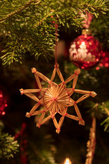 christmas straw star on christmas tree