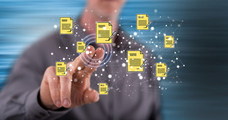 Man touching a compliance concept