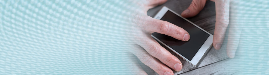 Smartphone using. panoramic banner