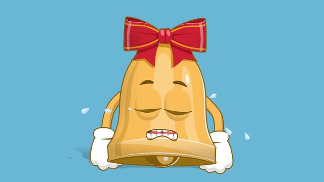 Cartoon Christmas Bell Cry Sorrow with Face Animation Alpha Matte