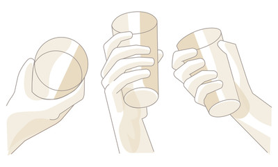 Vector illustration of hands holding cup full of hot drink