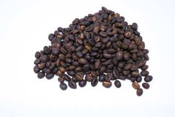 Coffee beans background texture with copy space for text. Royalty high-quality free stock macro photo image of roasted black coffee beans, coffee beans background. Close-up or macro photo coffee bean