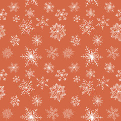 hand drawn seamless pattern of glittering snowflakes