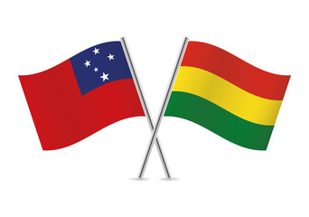 Samoa and Bolivia flags. Vector illustration.