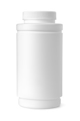 Front view of blank plastic medical bottle