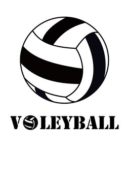 Volleyball black and white ball and  text vector illustration graphic design