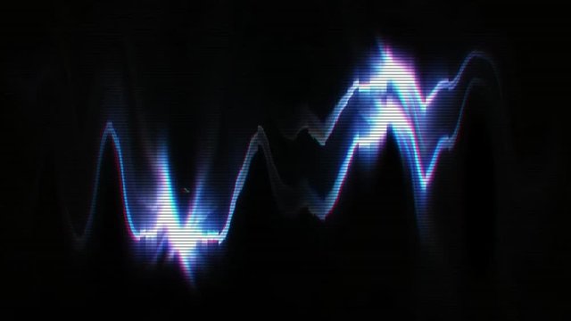 Retro VHS equalizer sine wave with hipster glitch efx backdrop