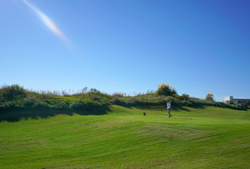 Links golf course and ball  