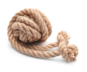 Rolled rope on white background