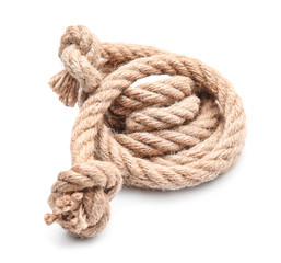 Rolled rope on white background