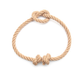 Frame made of rope on white background