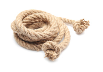 Rolled rope on white background