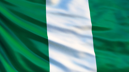 Nigeria flag. Waving flag of Nigeria 3d illustration