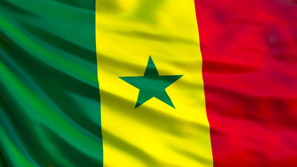 Senegal flag. Waving flag of Senegal 3d illustration