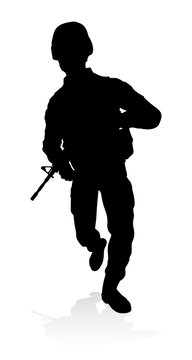 Military army soldier armed forces man detailed silhouette