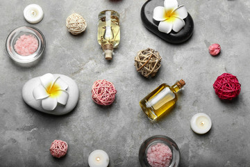 Beautiful spa composition on grey background