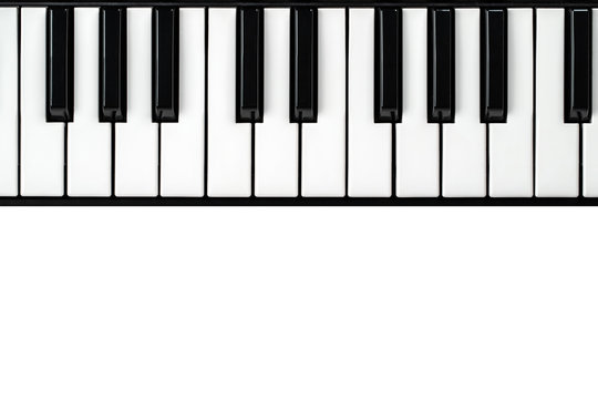 synthesizer keyboard on white background