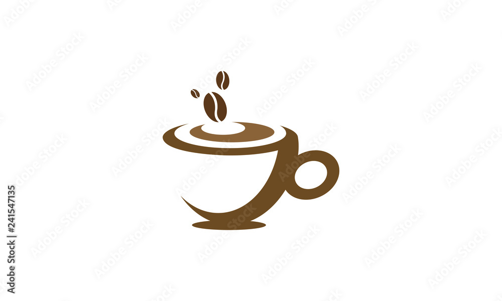 Wall mural hot coffee cup vector logo