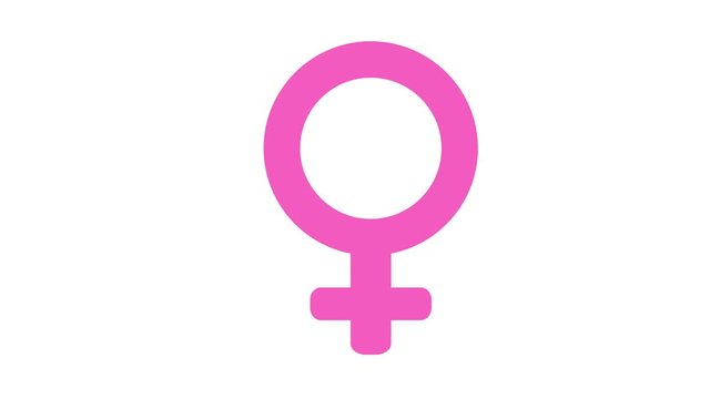 Female symbol icon in and out animation pink color. International Women's Day. Women rights. Women sign animation.