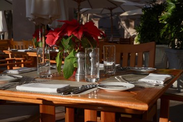 Outdoor restaurant table setting 