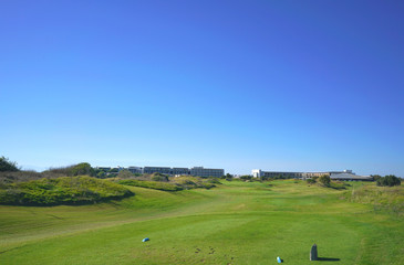 Links golf course and ball  