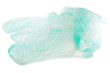 watercolor stain green light on white paper. Isolated element for design. hand-drawn texture on paper.