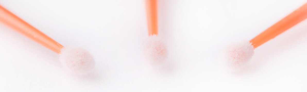 Brushes and tools for building and caring for eyelashes. On a white background. Materials for eyelash extension. Brushes, accessories for eyelash extensions.
