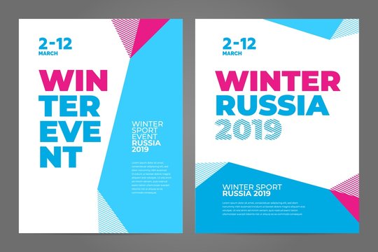 Layout poster template design for winter sport event, tournament or championship. 2019 trend.