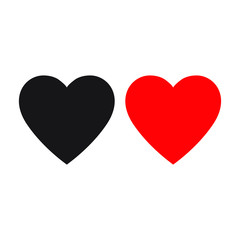 Red and black heart icons, love icon
