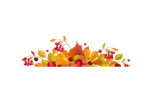Autumn background with space for text, banner with bright autumn leaves vector Illustration