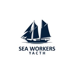 Simple Sailing Yacht Silhouette Logo design inspiration