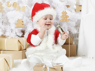 Cute little girl dressed as Santa