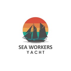 sea workers yacht logo template