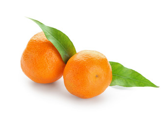 Tasty juicy tangerines on white background