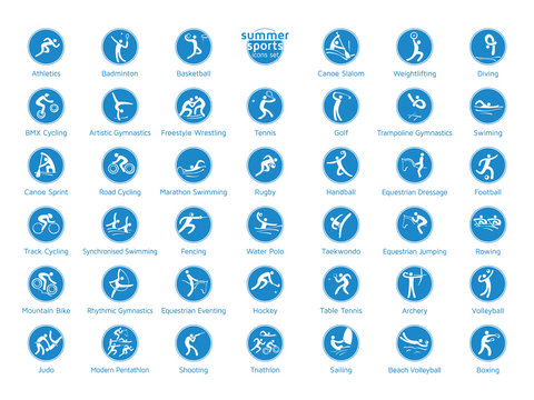 Summer sports icons set, vector pictograms.