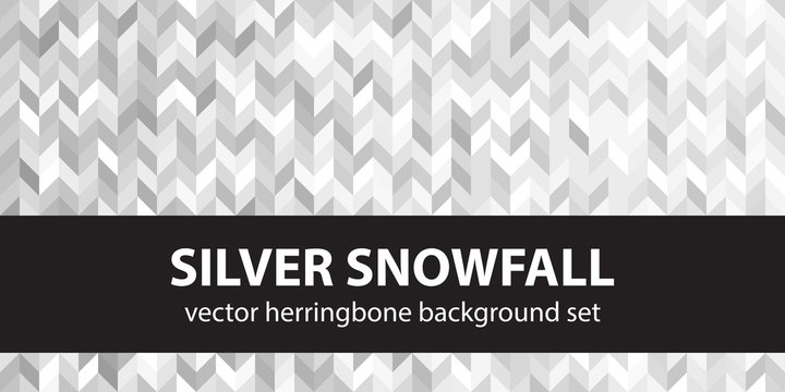 Herringbone pattern set Silver Snowfall. Vector seamless parquet backgrounds