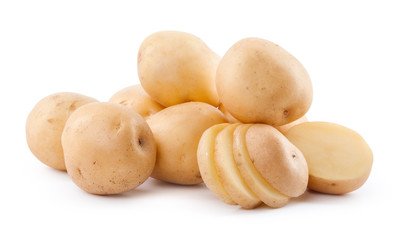 raw yellow potato isolated on white background