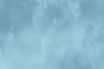 Colorful winter blue ink and watercolor textures on white paper background. Paint leaks and ombre effects. Hand painted abstract image.