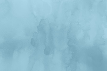 Colorful winter blue ink and watercolor textures on white paper background. Paint leaks and ombre effects. Hand painted abstract image.