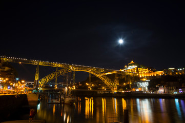 Fototapeta na wymiar 夜のドンルイス1世橋（ポルトガル）