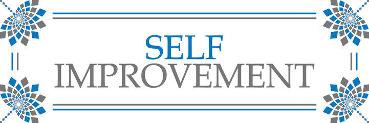 Self Improvement Blue Grey Floral Horizontal 