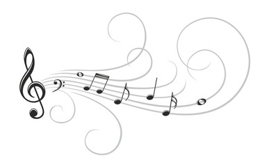 Symbol with music notes.