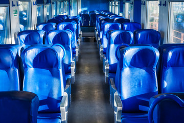 Empty train wagon seats