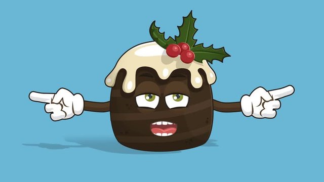 Cartoon Christmas Cake Double Pointer Grumble Speak with Face Animation Alpha Matte