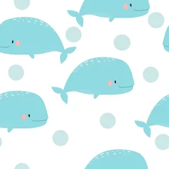 Wall murals Whale Seamless pattern with cute whale. Suitable for printing on children's clothes.Hand-drawn. Scandinavian style.